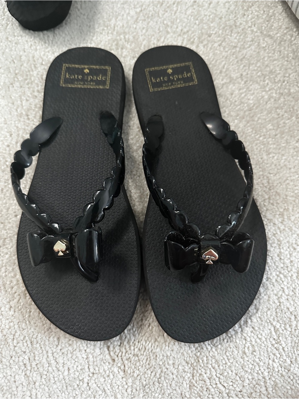 kate spade Black Bow Flip Flops
